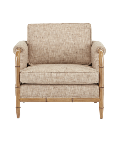 Currey & Co. Merle Walnut Armchair, Finn Safari 7000-0602