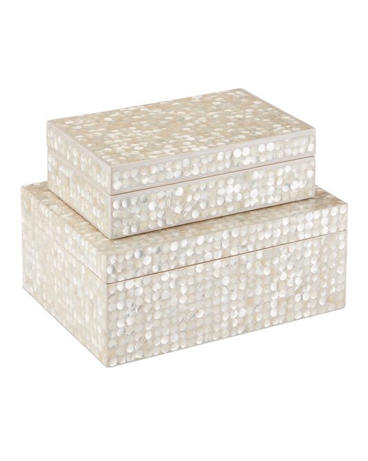 Currey & Co Gerri Dot Box Set of 2 in Natural/Cream 1200-0904