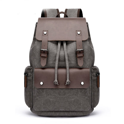 Dahlia Casual Canvas Backpack Men's Business Laptop Bag With Buckle Drawstring Design