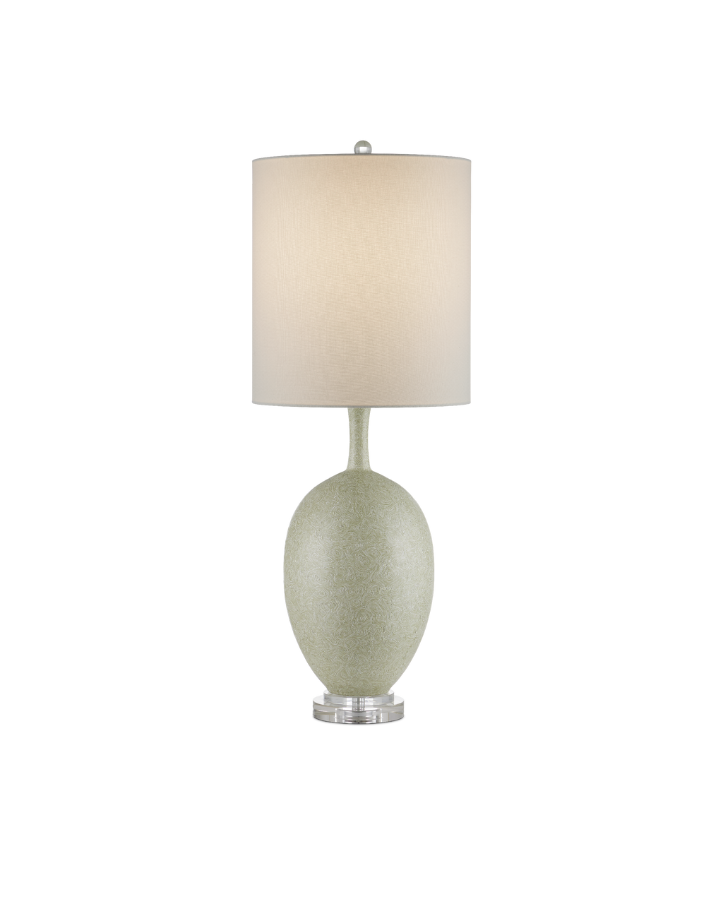 Currey & Co Verdure Table Lamp in Green/Off-White/Clear/Satin Nickel 6000-0936