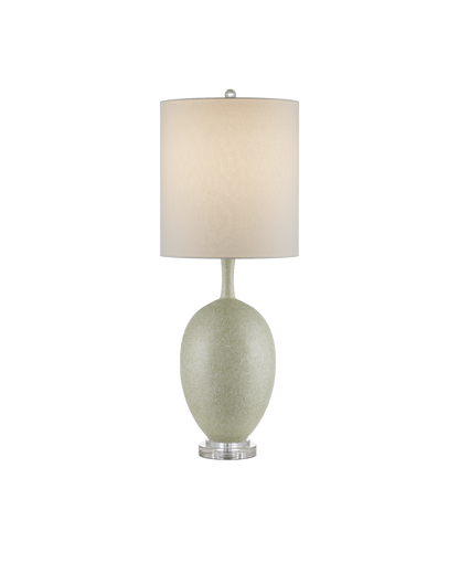 Currey & Co Verdure Table Lamp in Green/Off-White/Clear/Satin Nickel 6000-0936