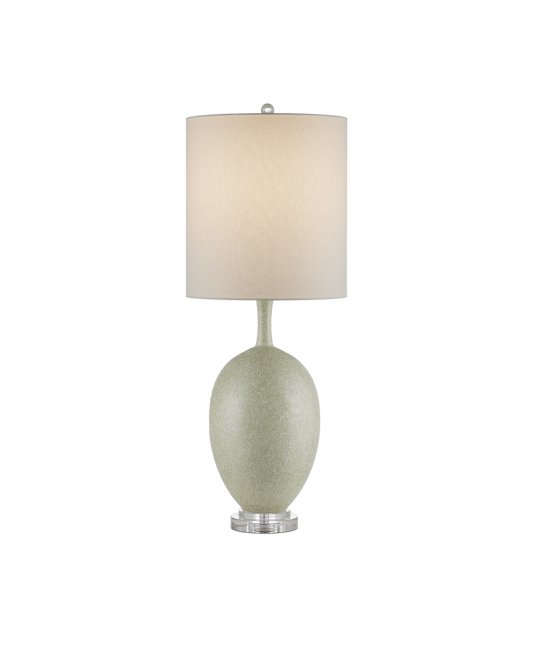 Currey & Co Verdure Table Lamp in Green/Off-White/Clear/Satin Nickel 6000-0936