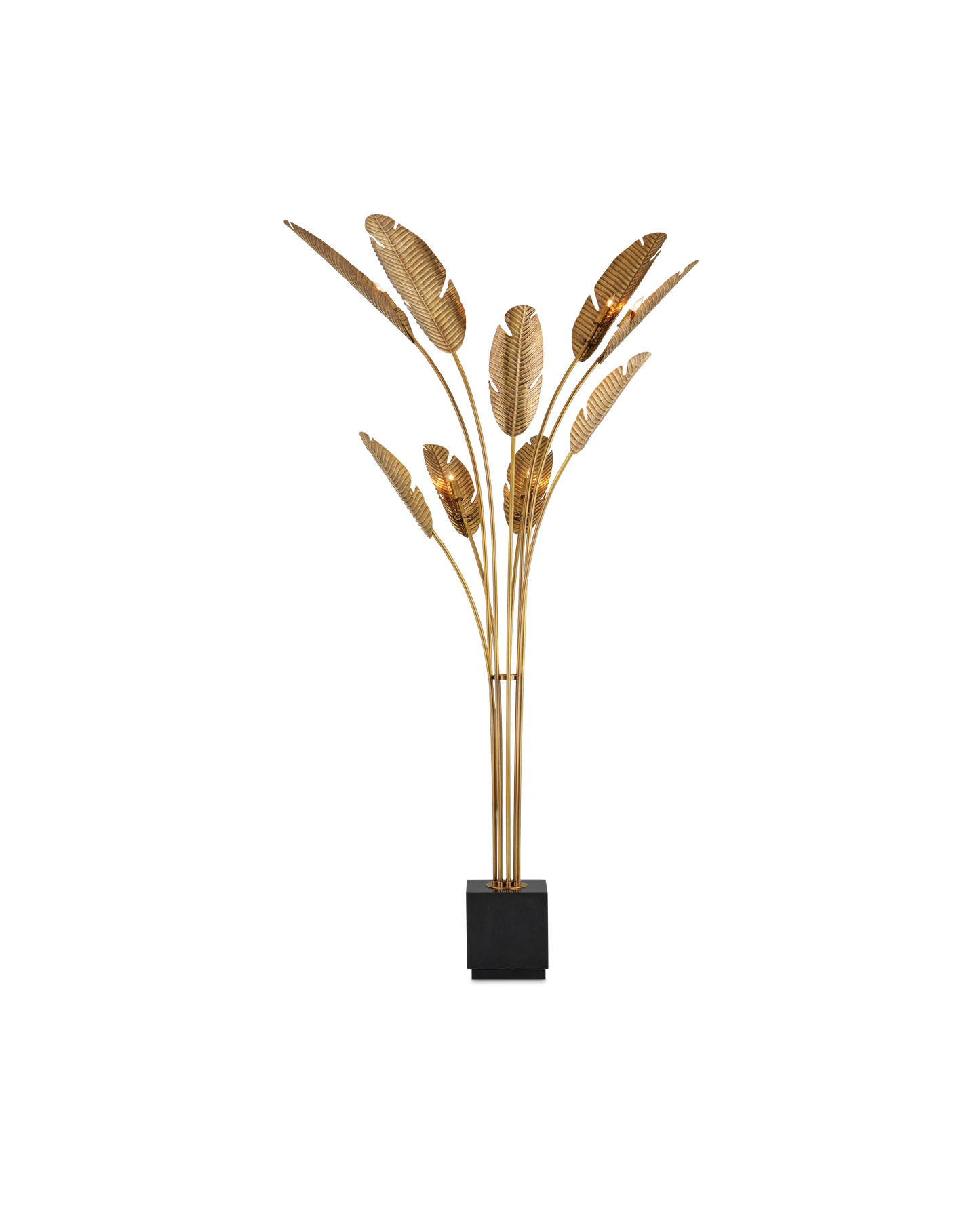 Currey & Co. Tropical Grande Brass Floor Lamp 8000-0075