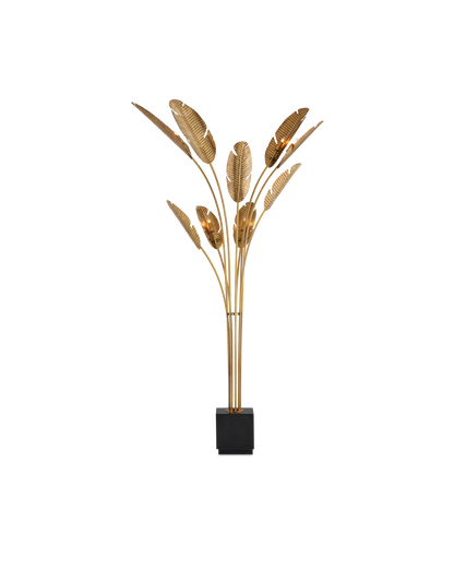 Currey & Co. Tropical Grande Brass Floor Lamp 8000-0075