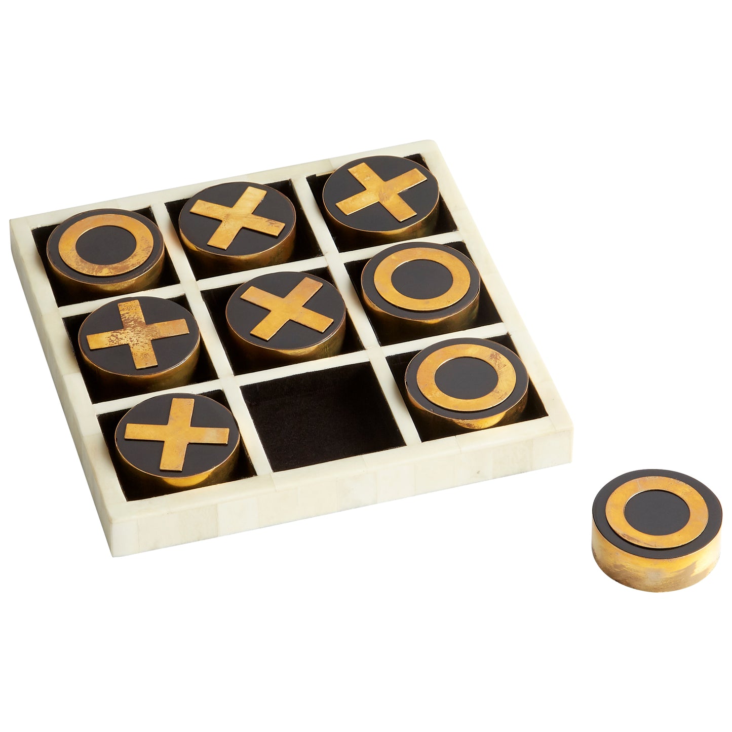 Cyan Design Noughts & Crosses Sculpture in Black - Gold - White 10657