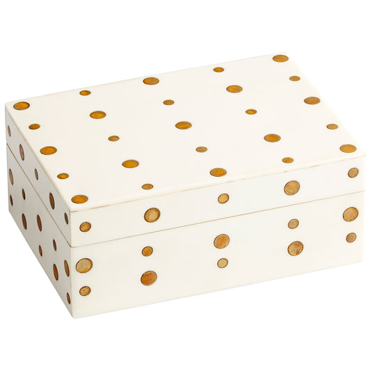 Cyan Design Dot Crown Container in White And Brass - Small 10658