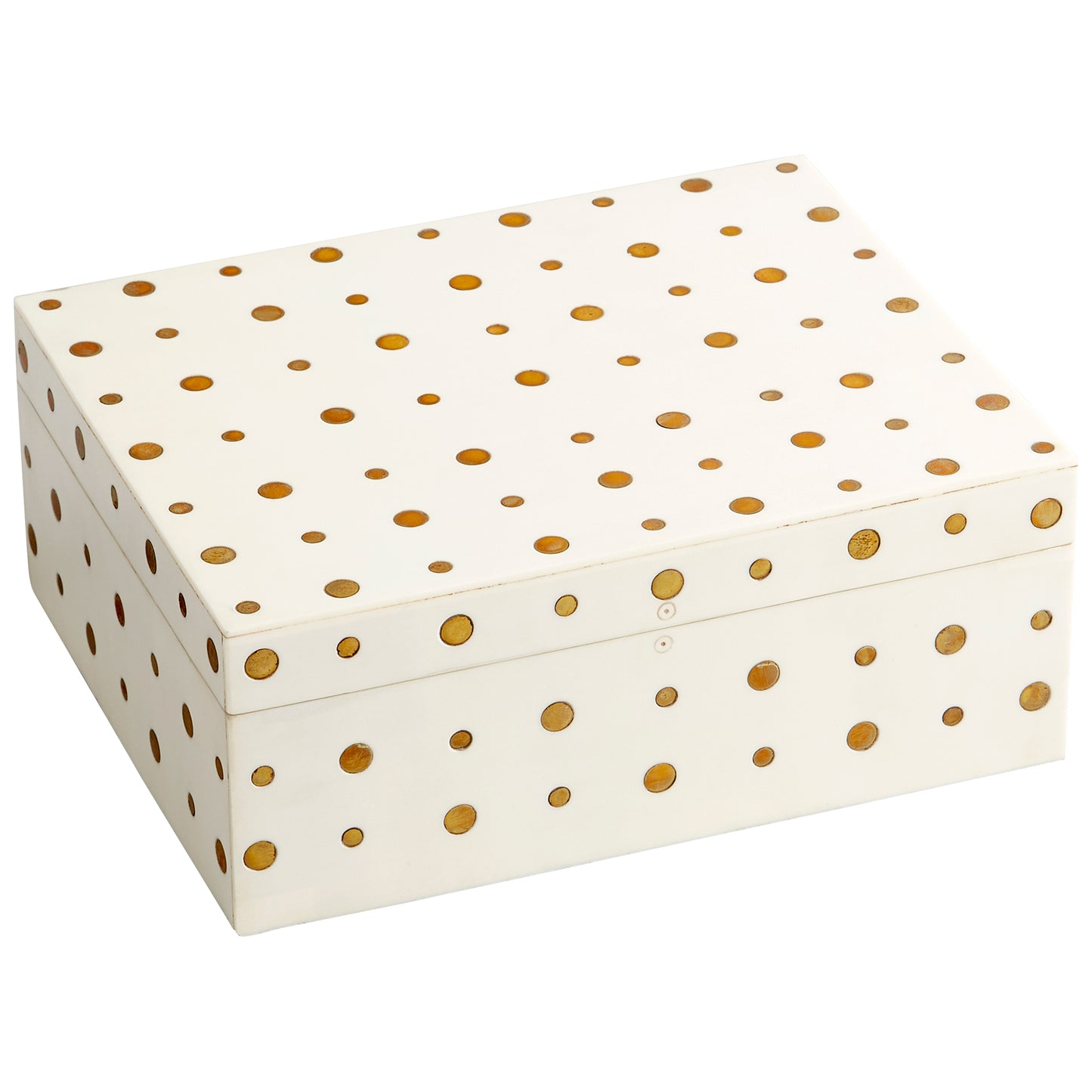 Cyan Design Dot Crown Container in White And Brass - Medium 10659