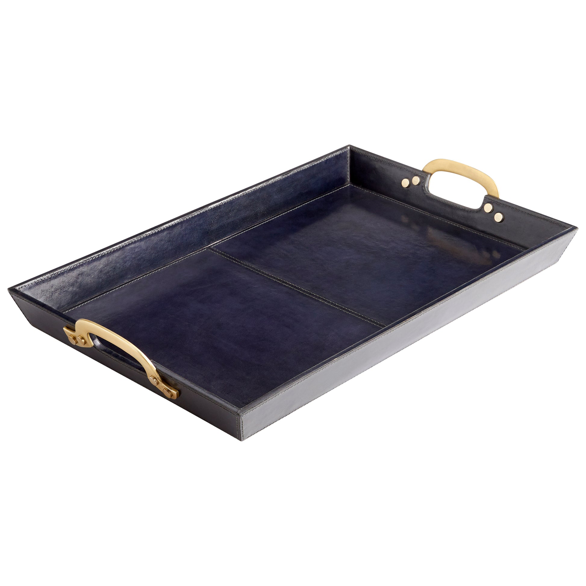 Cyan Design McQueen Tray in Blue And Antique Brass 10718