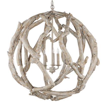 Currey & Co. Driftwood Whitewash Orb Chandelier 9000-1133