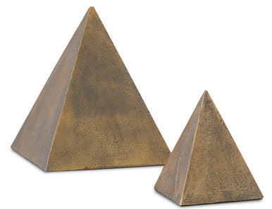 Currey & Co. Mandir Brass Pyramid Set of 2 1200-0274