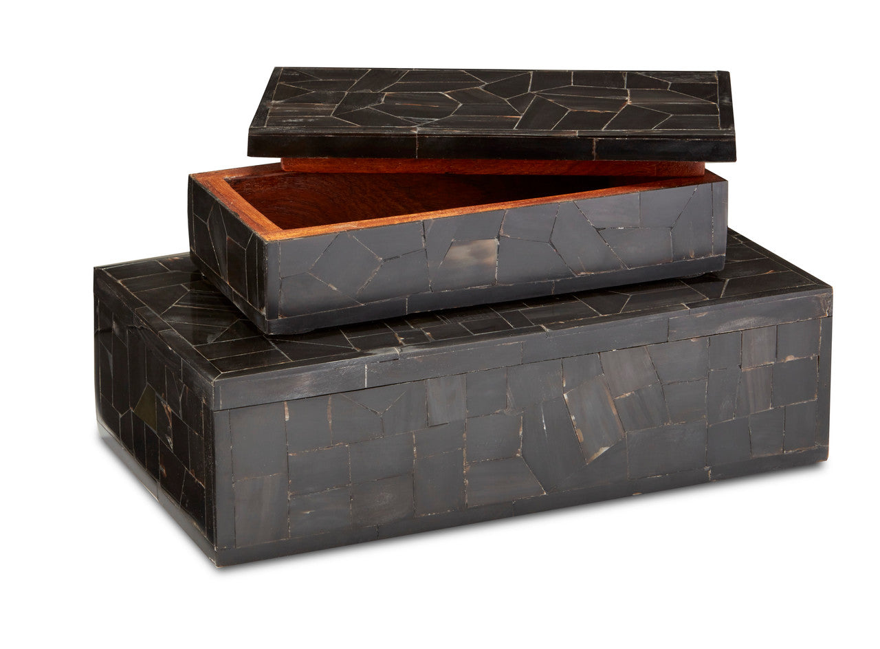 Currey & Co. Black Bone Mosaic Box Set of 2 1200-0452