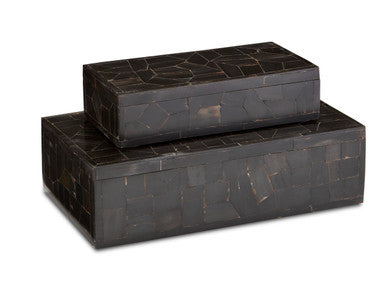 Currey & Co. Black Bone Mosaic Box Set of 2 1200-0452