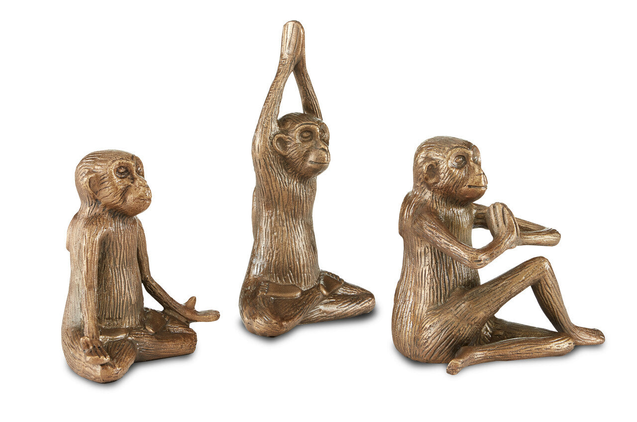 Currey & Co. Zen Brass Monkey Set of 3 1200-0518