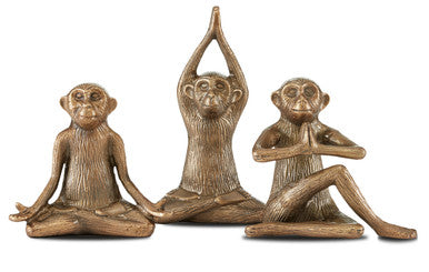 Currey & Co. Zen Brass Monkey Set of 3 1200-0518