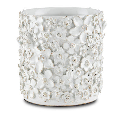 Currey & Co. Jessamine Small White Cachepot 1200-0628