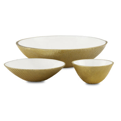 Currey & Co. Banah White & Gold Bowl Set of 3 1200-0640