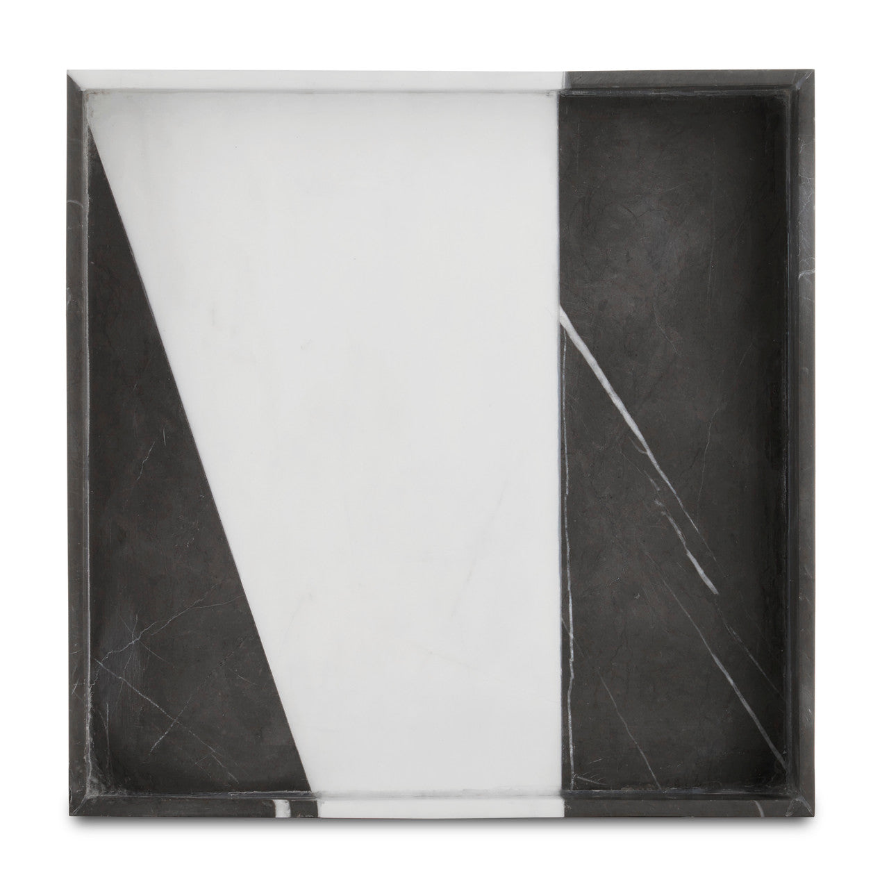 Currey & Co. Sena Black & White Marble Tray 1200-0653