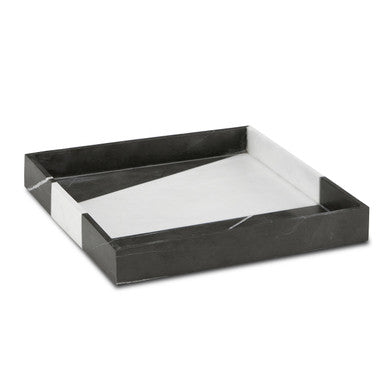 Currey & Co. Sena Black & White Marble Tray 1200-0653