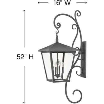 Hinkley Lighting Trellis Extra Large Wall Mount Lantern with Scroll Aged Zinc 1439DZ