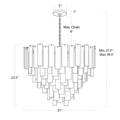 Regina Andrew Glacier Chandelier Large with Polished Nickel 16-1290PN