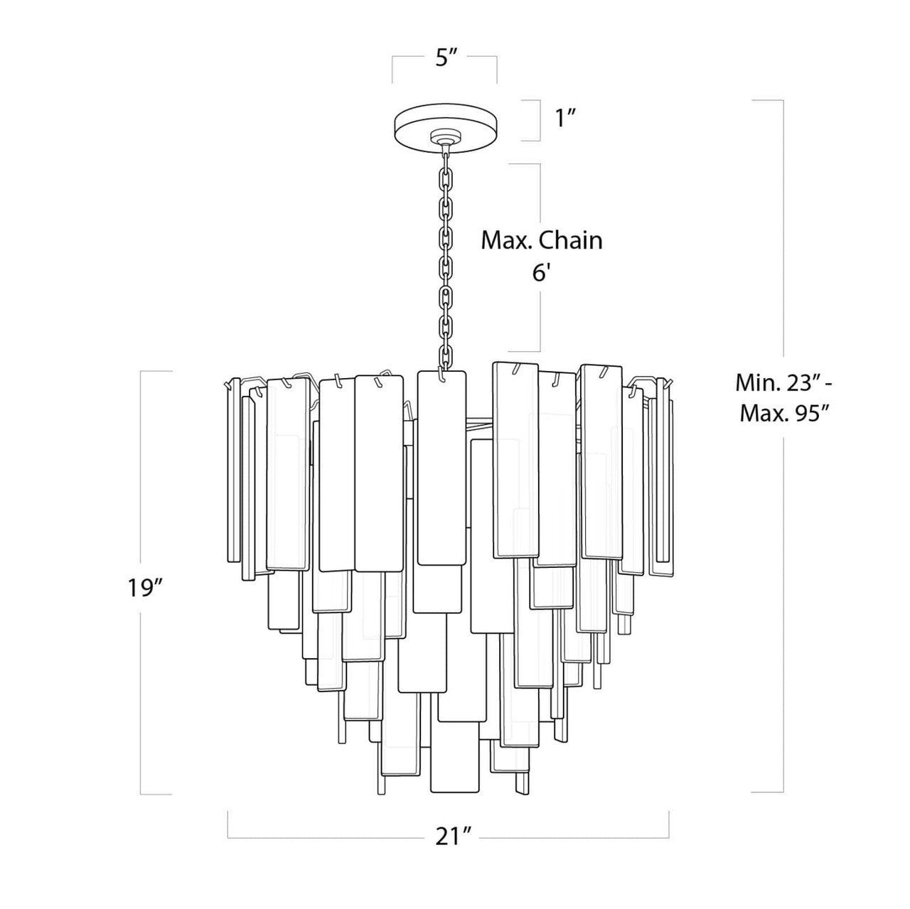 Regina Andrew Glacier Chandelier Small with Polished Nickel 16-1291PN