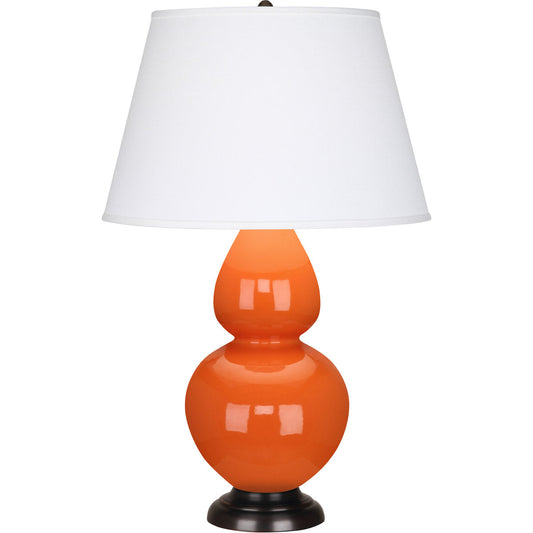 Robert Abbey  Pumpkin Double Gourd Table Lamp in Pumpkin Glazed Ceramic with Deep Patina Bronze Finished Accents 1645X