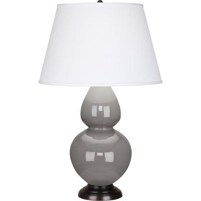 Robert Abbey  Smokey Taupe Double Gourd Table Lamp in Smoky Taupe Glazed Ceramic with Deep Patina Bronze Finished Accents 1749X