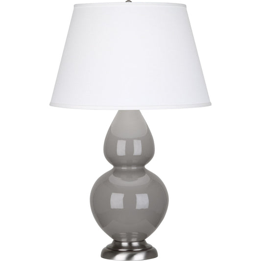 Robert Abbey  Smokey Taupe Double Gourd Table Lamp in Smoky Taupe Glazed Ceramic with Antique Silver Finished Accents 1750X