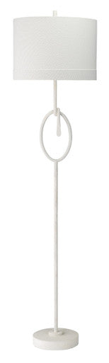 Jamie Young Knot Floor Lamp in White Gesso with Wide Oval Shade in Off White Linen 1KNOT-FLWH