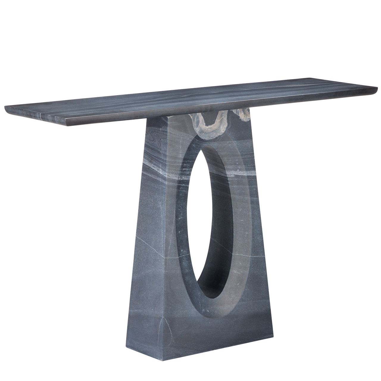 Currey & Co. 32" Demi Black Bheslana Marble Console Table 3000-0258