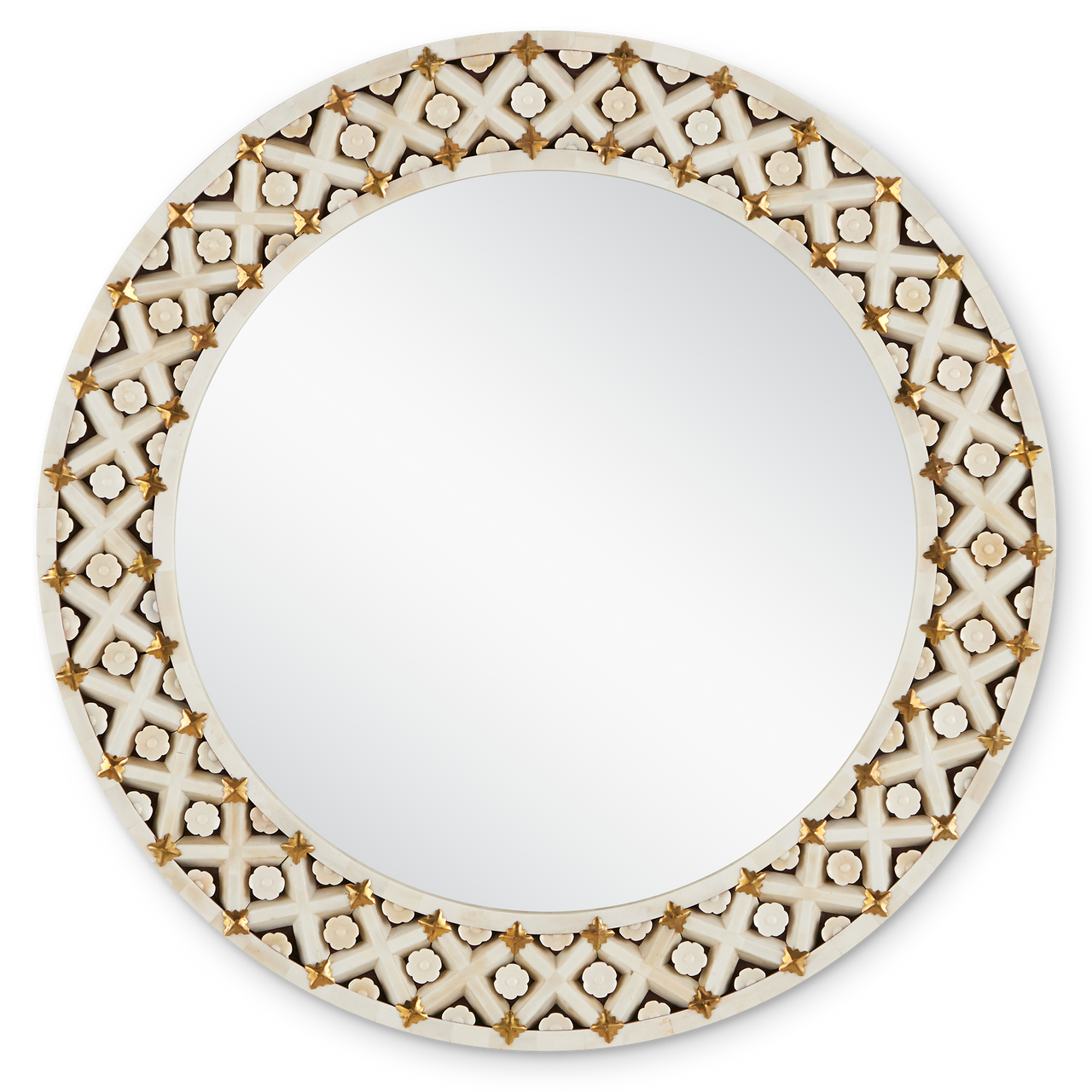 Currey & Co. 30" Ellaria Round Bone Wall Mirror 1000-0136