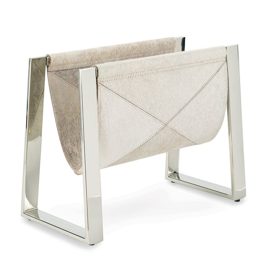 Regina Andrew Andres Hair on Hide Magazine Rack in Polished Nickel 20-1459PN