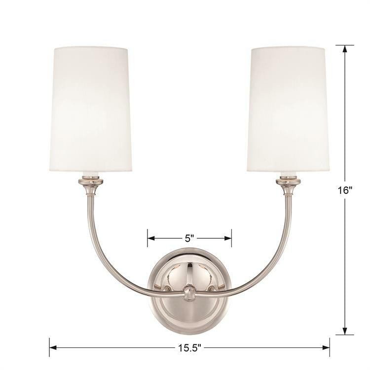 SPECIAL BUY: Crystorama Libby Langdon for Crystorama Sylvan 2 Light Polished Nickel Sconce 2242-PN