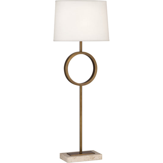 Robert Abbey  Logan Table Lamp in Aged Brass with Travertine Stone Base RHBN 2257