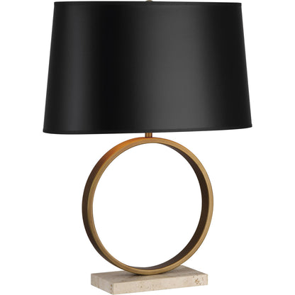 Robert Abbey  Logan Table Lamp in Aged Brass with Travertine Stone Base RHBN 2295B