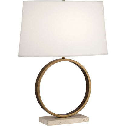 Robert Abbey  Logan Table Lamp in Aged Brass with Travertine Stone Base RHBN 2295