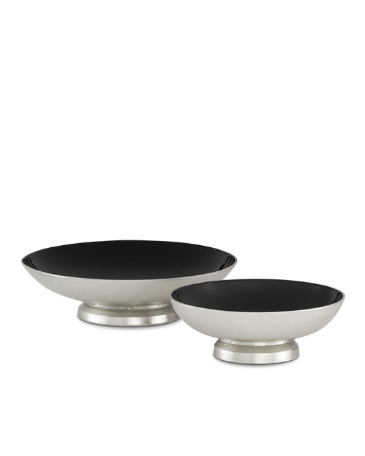 Currey & Co. Varu Silver & Black Bowl Set of 2 1200-0251