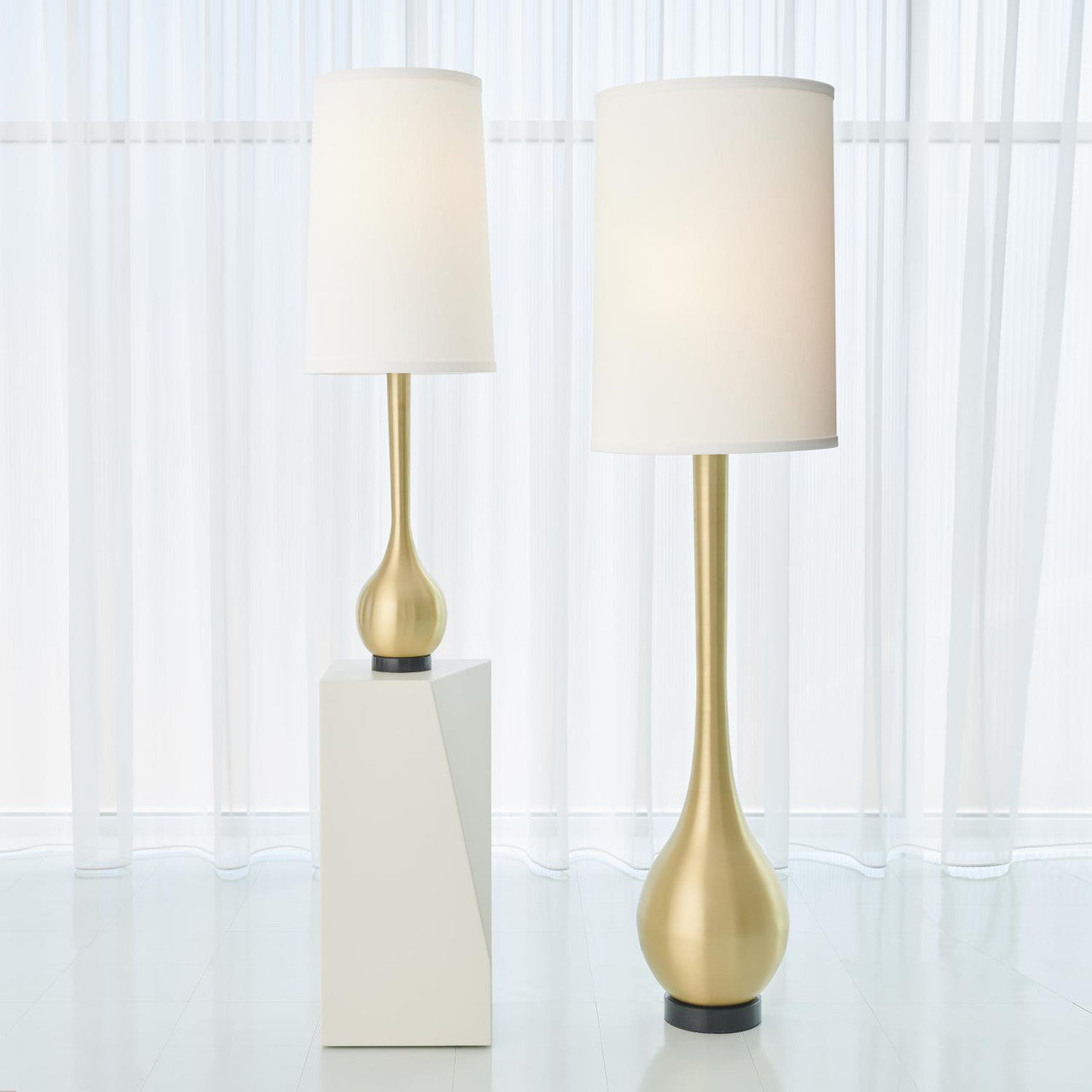 Global Views Bulb Floor Lamp Brushed Brass 9.93143