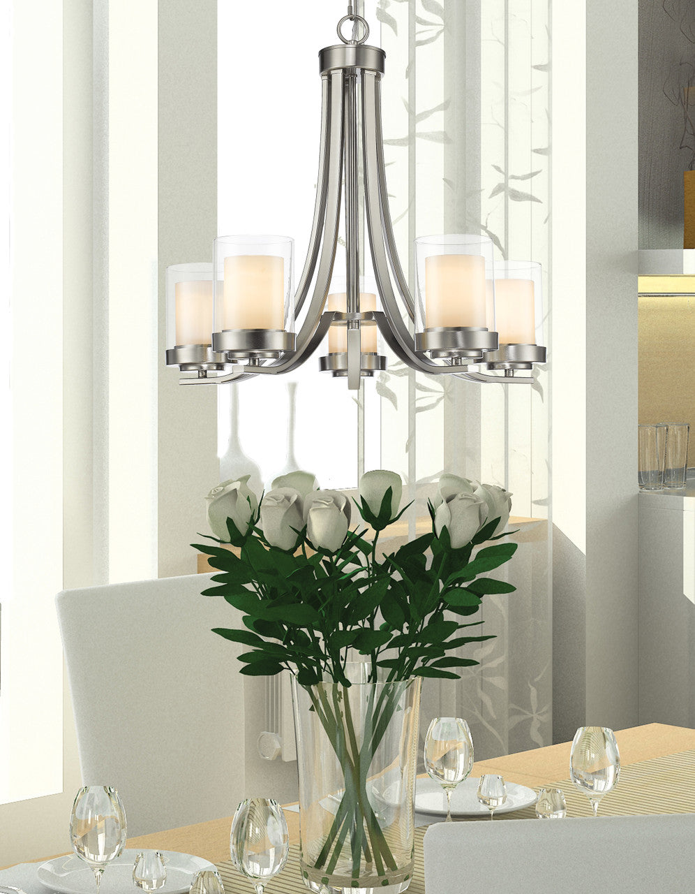 Z-Lite Willow 5 Light Chandelier in Brushed Nickel 426-5-BN