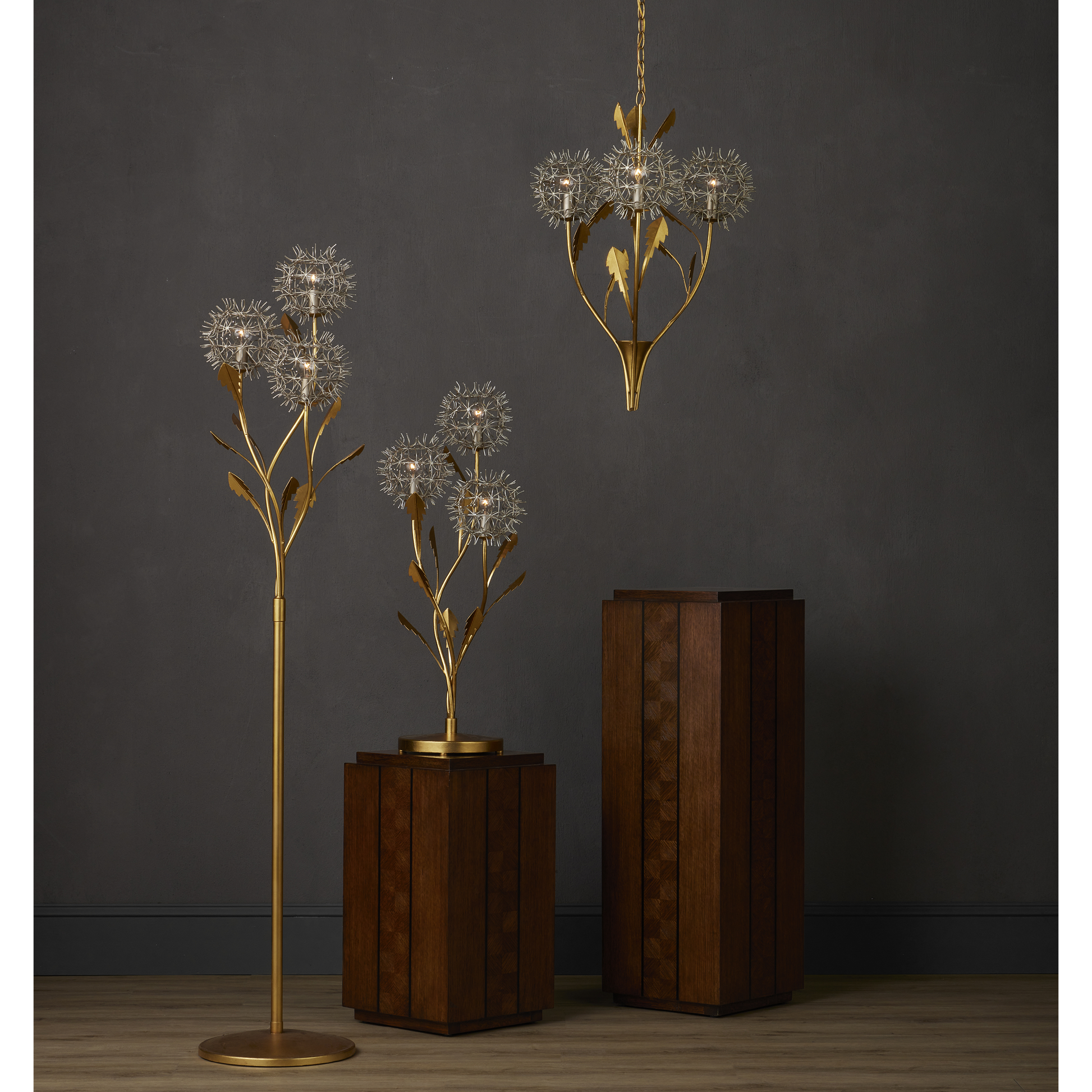 Currey & Co. Dandelion Silver & Gold Floor Lamp 8000-0137