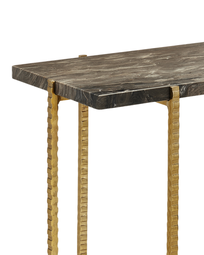 Currey & Co. Flying Marble Gold Side Table 4000-0172