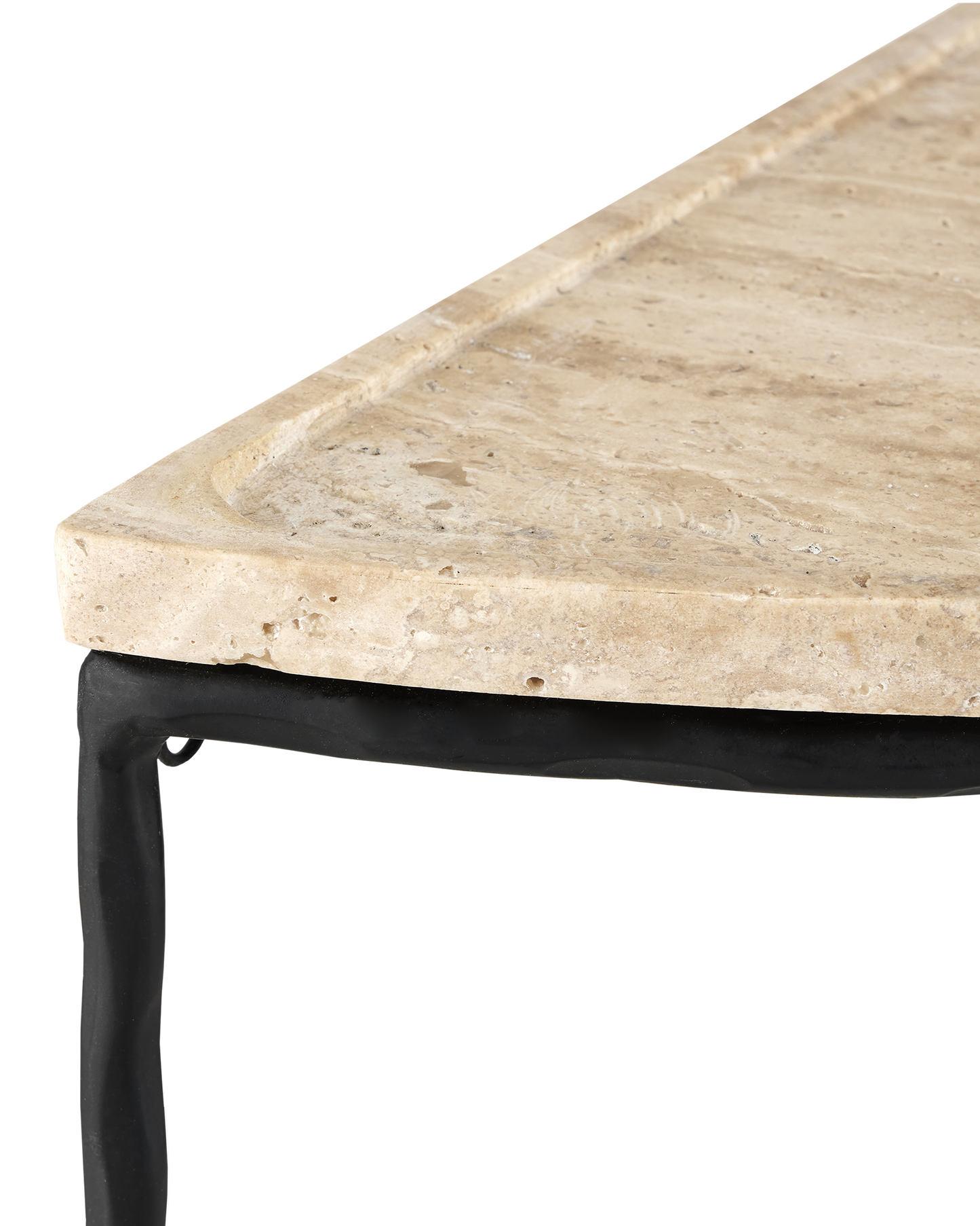 Currey & Co. Boyles Travertine Demi-Lune Table 4000-0138