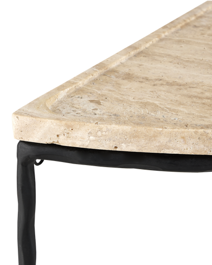 Currey & Co. Boyles Travertine Demi-Lune Table 4000-0138