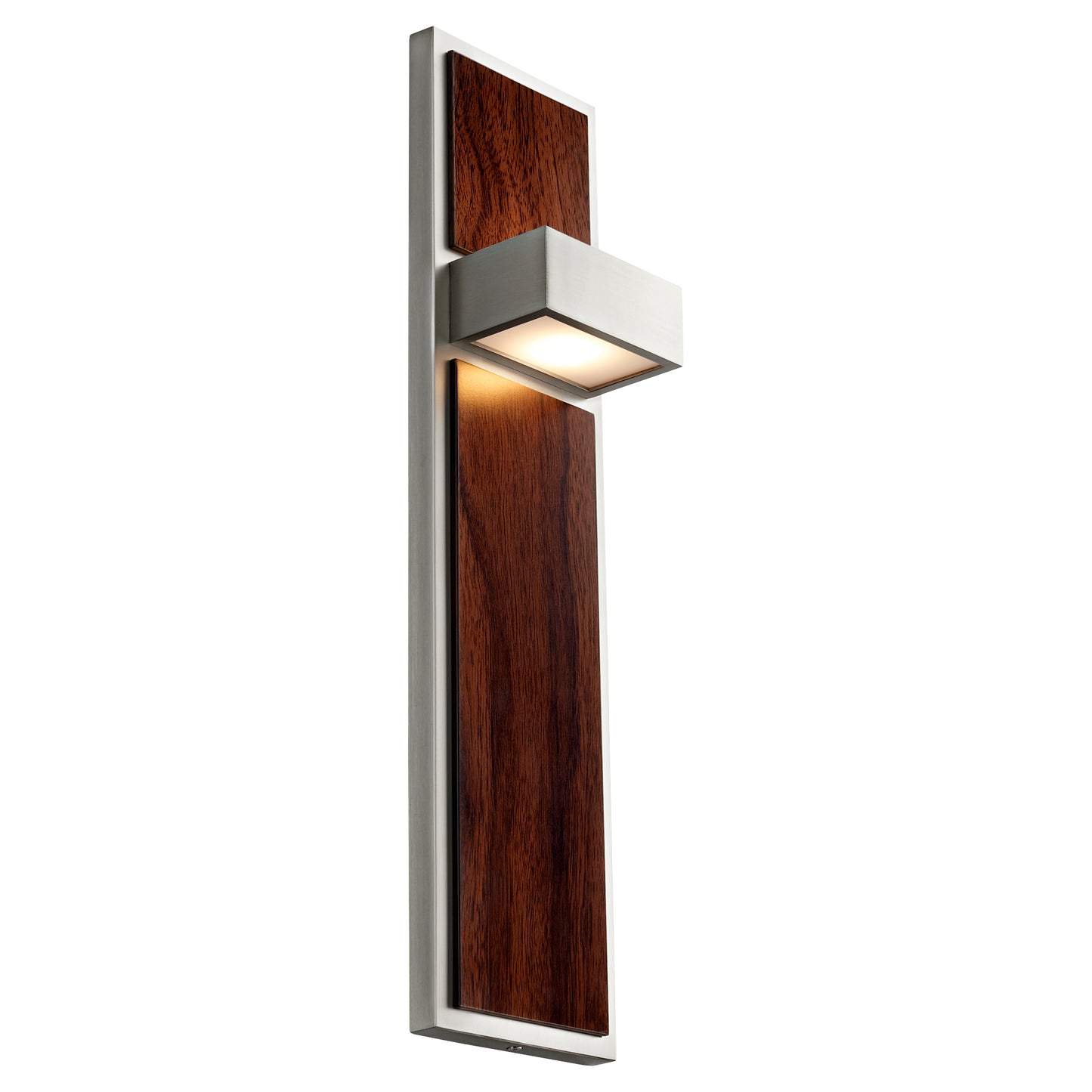 Oxygen Lighting Guapo Sconce in Satin Nickel w/ Walnut 3-401-24