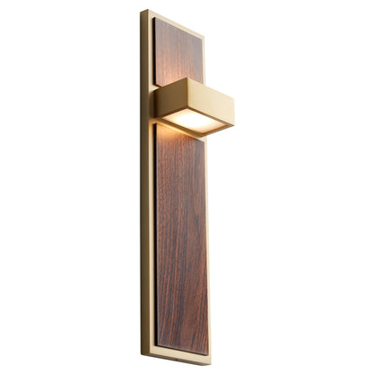 Oxygen Lighting Guapo Sconce in Aged Brass w/ Walnut 3-401-40