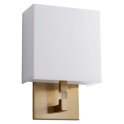 Oxygen Lighting Chameleon Sconce in Aged Brass w/ Matte White Acrylic 3-521-40