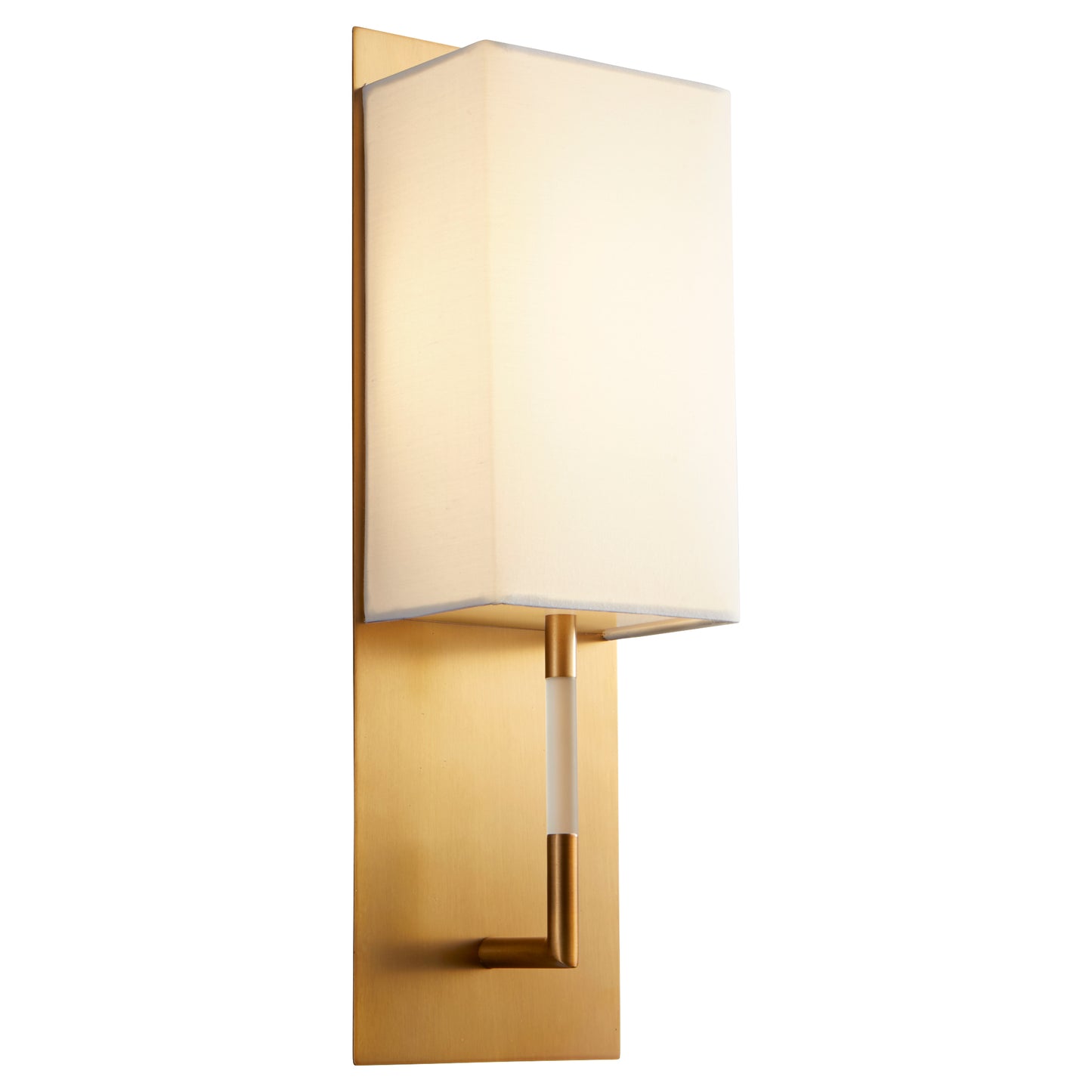 Oxygen Lighting Epoch Sconce in Aged Brass w/ White Linen 3-564-140