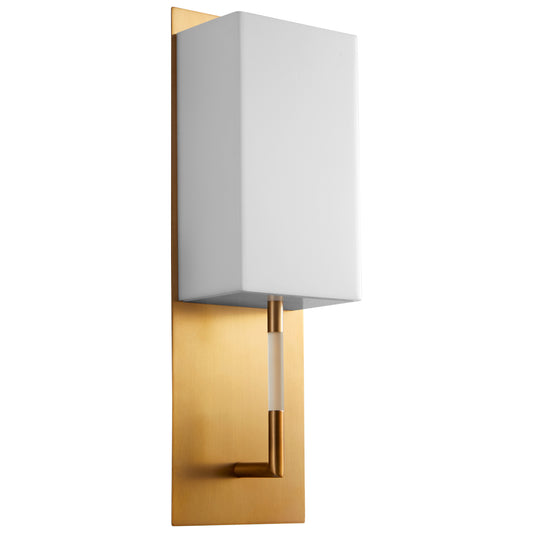 Oxygen Lighting Epoch Sconce in Aged Brass w/ Matte White Acrylic 3-564-240