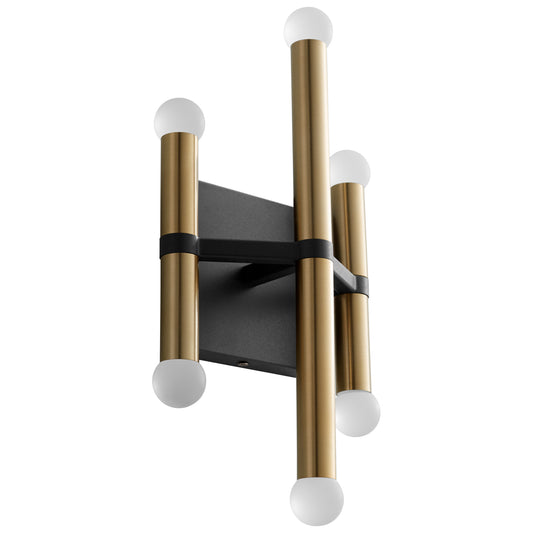 Oxygen Lighting Nero Sconce in Black w/ Aged Brass 3-584-1540