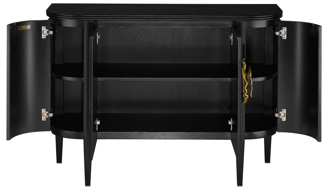 Currey & Co. Briallen Black Demi-Lune Cabinet 3000-0004